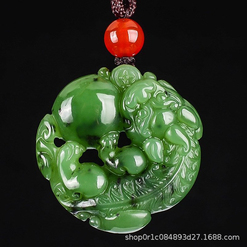 新疆和田c玉貔貅吊坠挂件男女款碧玉圆貔貅项坠玉吊坠