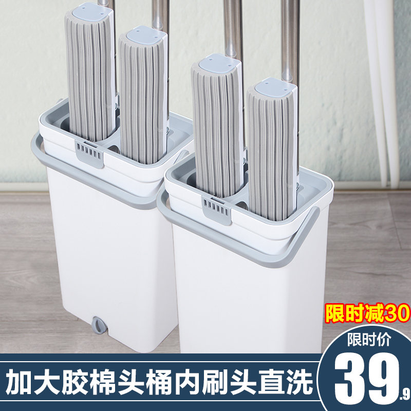 拖把家用一拖净懒k人免手洗卫生间胶棉拖海绵吸水拖把瓷砖地无水