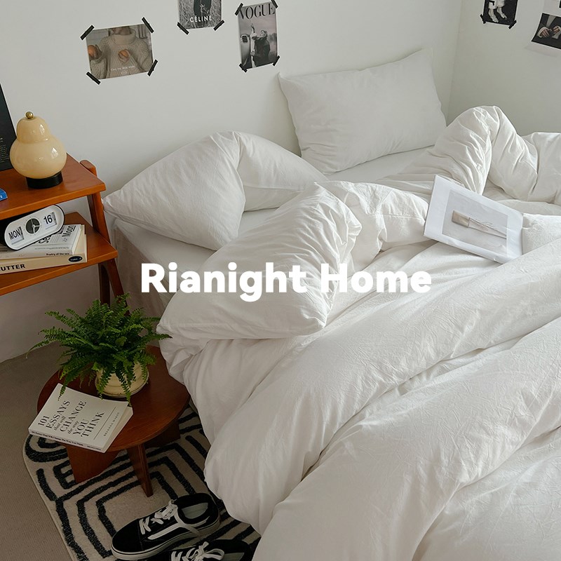 冰川白~纯水洗棉四件套全棉床品z床笠款1.8被套床单学生宿舍三件