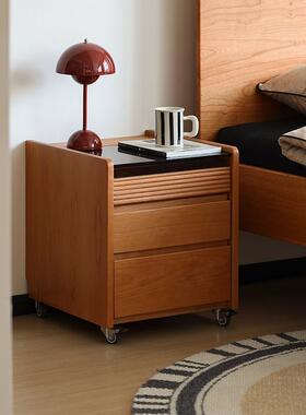 管木匠【朗月】樱桃木床头柜智能无线充电实木边柜收纳柜小型斗柜