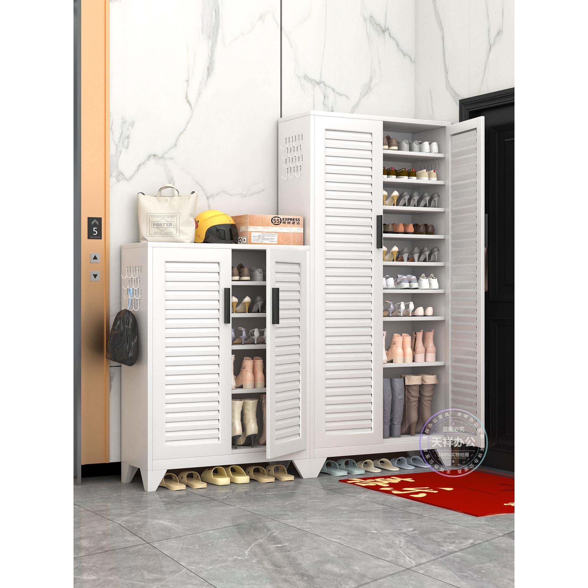 百叶门鞋柜入户门玄关柜门口楼道户外收纳柜防潮防锈透气钢制鞋柜