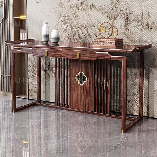 新中式玄关桌乌金木条案客厅入户门靠墙供桌案几玄关台实木玄关柜