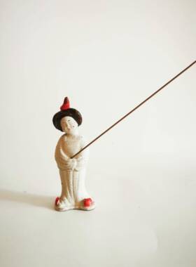 巧家陶 粉引唐美人陶俑覆古摆件茶宠手捏 古韵中国风香插香炉香托