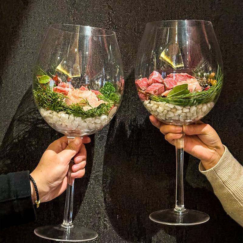 高脚玻璃水晶杯创意韩式烤肉套装盘子网红和牛玻璃杯特色日料餐具,餐饮具,玻璃餐具套装,淘宝优惠券,粉丝福利购,淘宝优惠卷