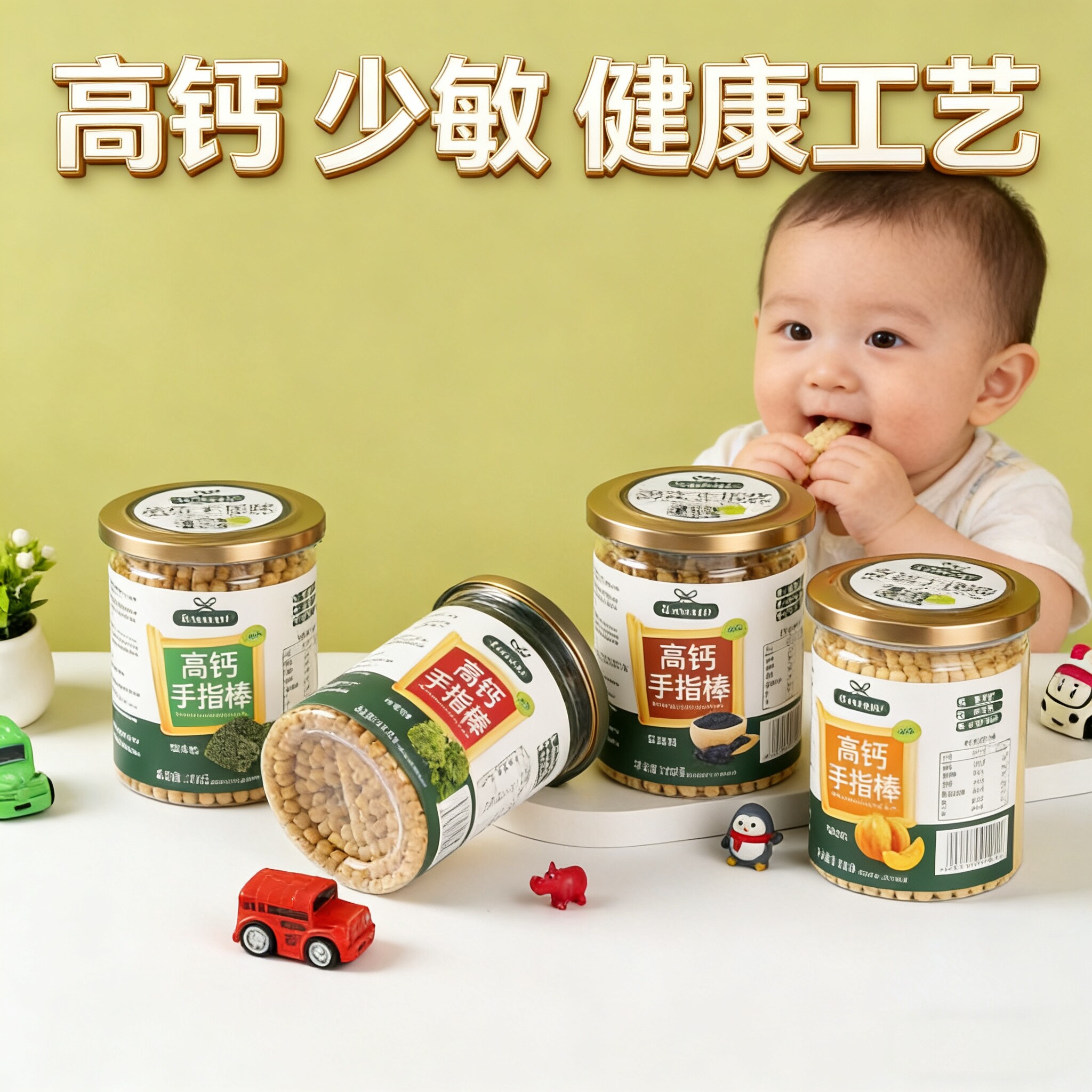 X·dangd高钙儿童手指饼干宝宝休闲零食果蔬菜饼干海苔味手指棒