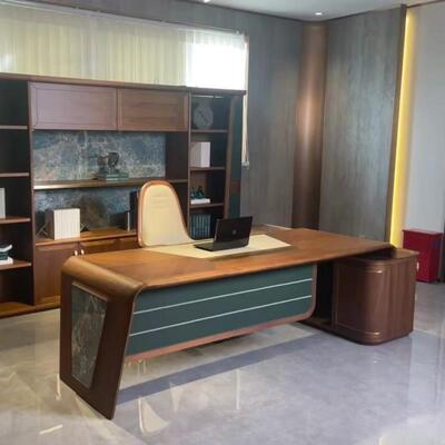 新中式实木办公桌老板桌大气总裁桌现代简约总经理大班台老总桌