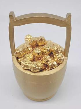 沙金小花生实心摆件一克黄铜合金招财进宝桌面鱼缸家居装饰用品