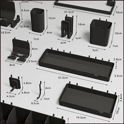 黑色圆孔洞洞板6mm专用配件16孔距L挂钩方形收纳盒手机货架置物架