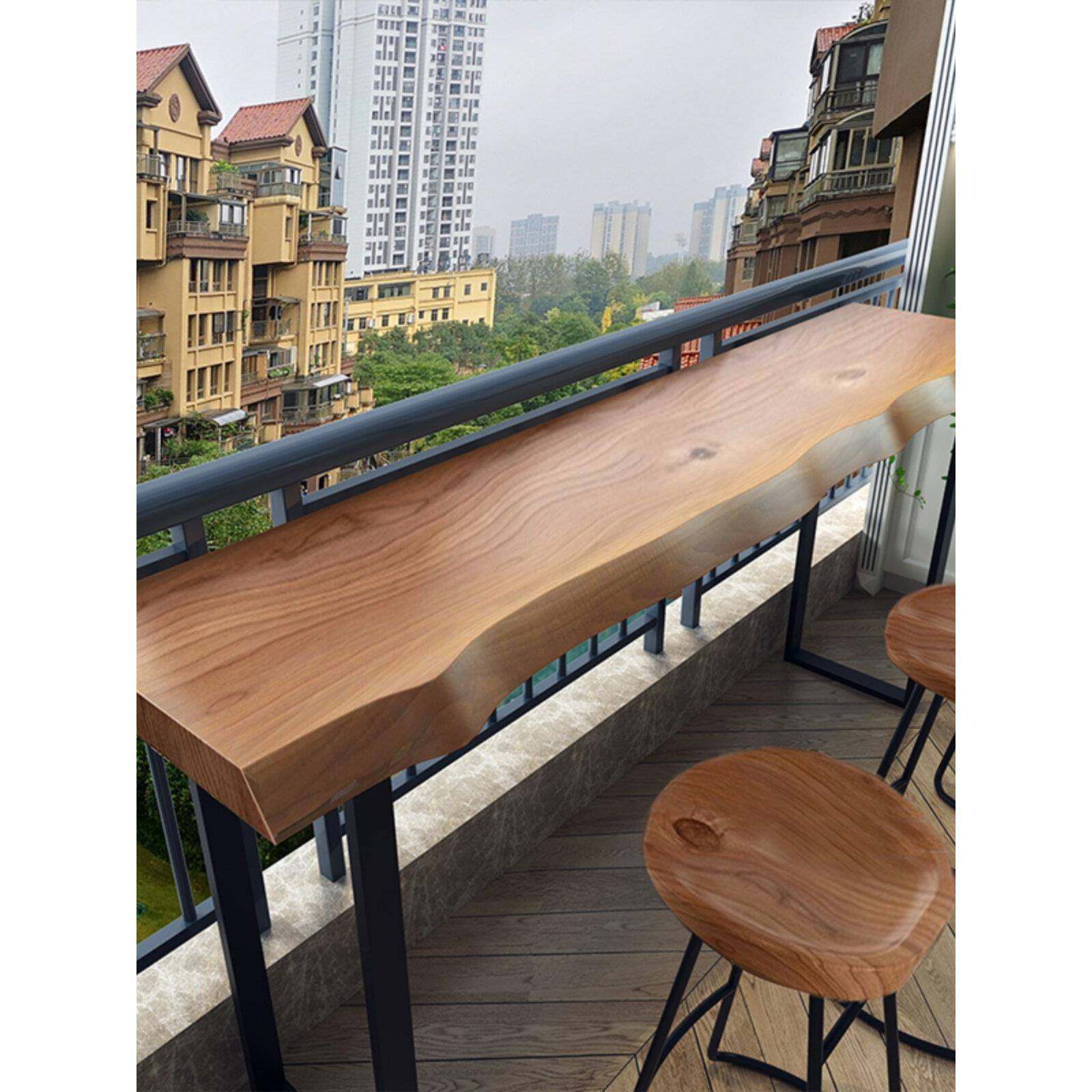 家用靠墙吧台桌北欧实木阳台隔断简约奶茶店长条桌子靠窗高脚桌椅