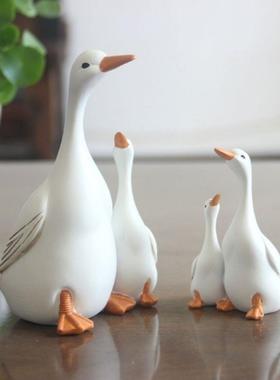 白鸭庭院鱼池鸭子树脂摆件装饰阳台院子动物花盆摆设水池店铺家居