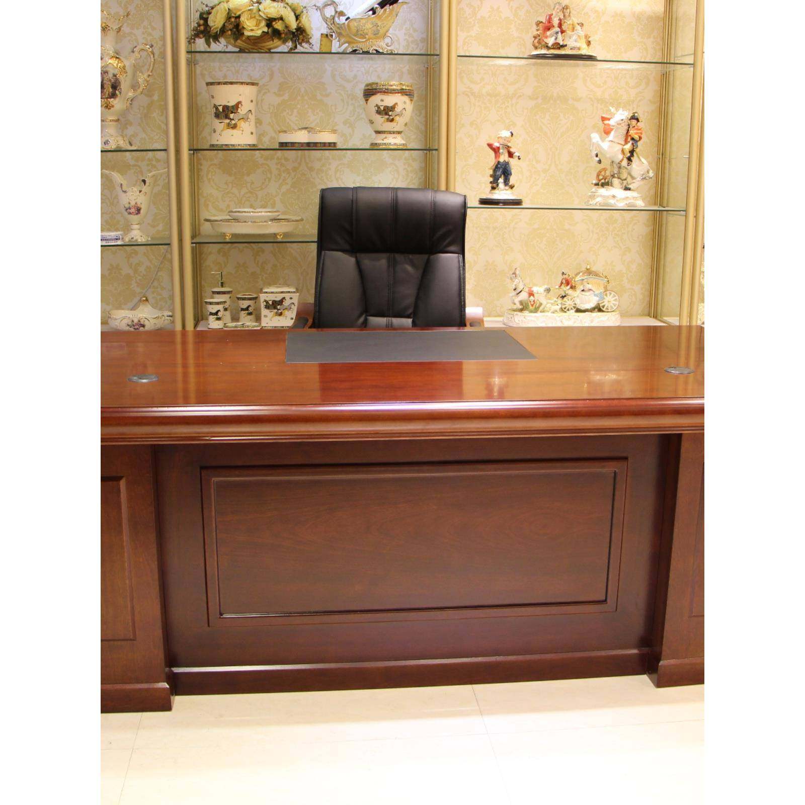 1.8米2米老板桌大班台办公桌电脑实木组合简约胡桃木办公家具侧桌