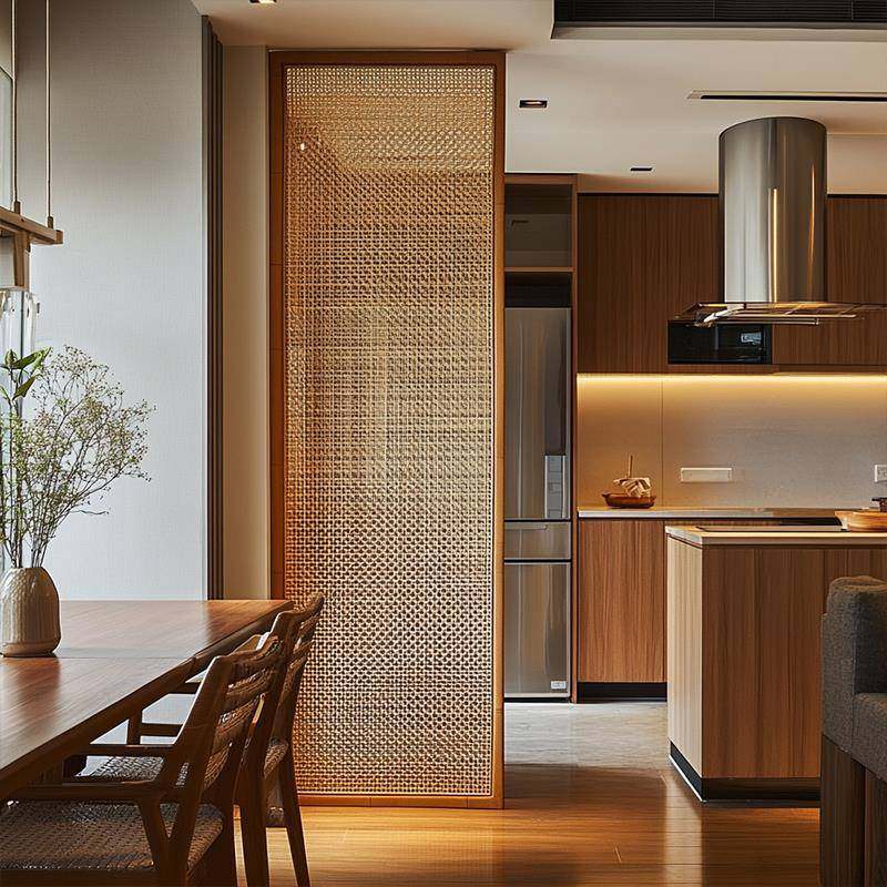 〓木韵澜屏〓实木藤编屏风隔断客厅入户门民宿玄关创意隔断禅意