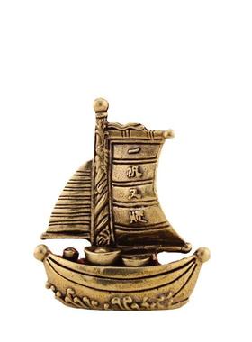 创意黄铜覆古一帆风顺帆船工艺品居家装饰办公室桌面茶宠装饰摆件