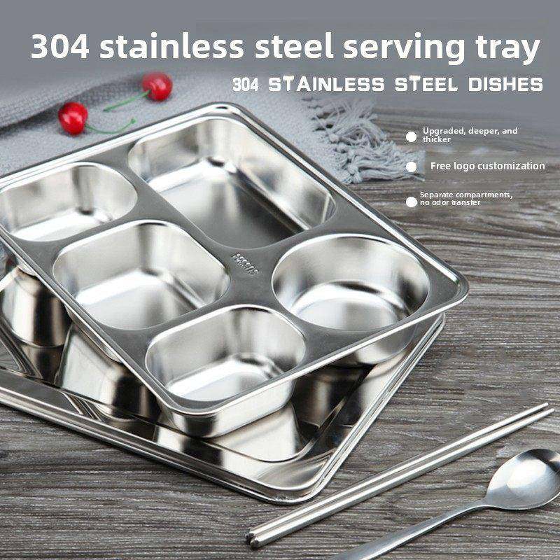 304不锈钢餐盘方形四格五格快餐盘成人学生食堂加厚餐盒分格饭盒,餐饮具,盘,淘宝优惠券,粉丝福利购,淘宝优惠卷