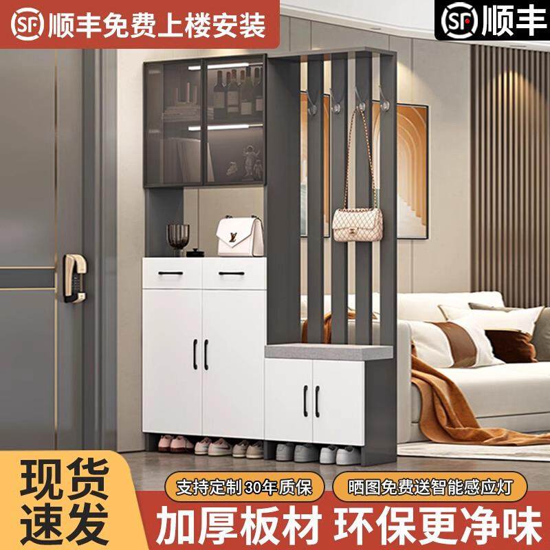 实木玄关柜入户正对门屏风隔断客厅2025新款置物架鞋柜一体可定制