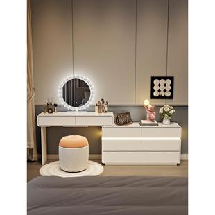 2025新款 梳妆台卧室现代简约奶油风轻奢实木化妆桌斗柜一体高级感