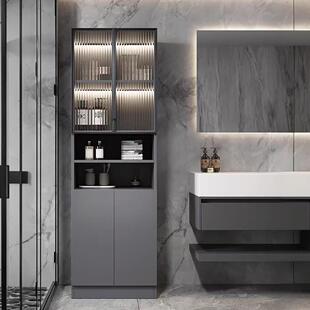 卫生间铝合金收纳柜储物柜一体款马桶边柜侧柜防水浴室置物柜落地