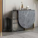 轻奢折叠餐桌小户型家用饭桌可收纳餐边柜多功能简约实木岩板桌椅