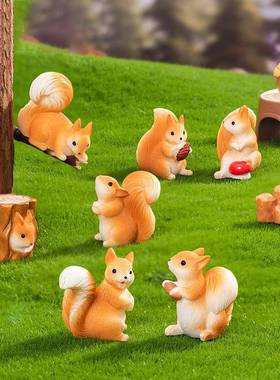创意可爱小松鼠公仔 苔藓微景观DIY园艺造景装饰品配件微缩小摆件