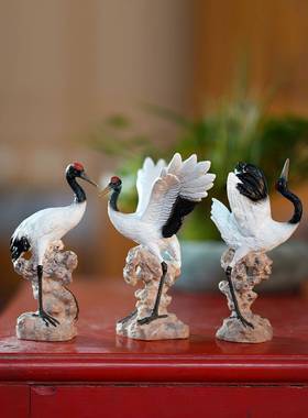 假山水景摆件仙鹤小白鹤丹顶鹤动物鱼缸鱼池微景观盆景造景装饰品