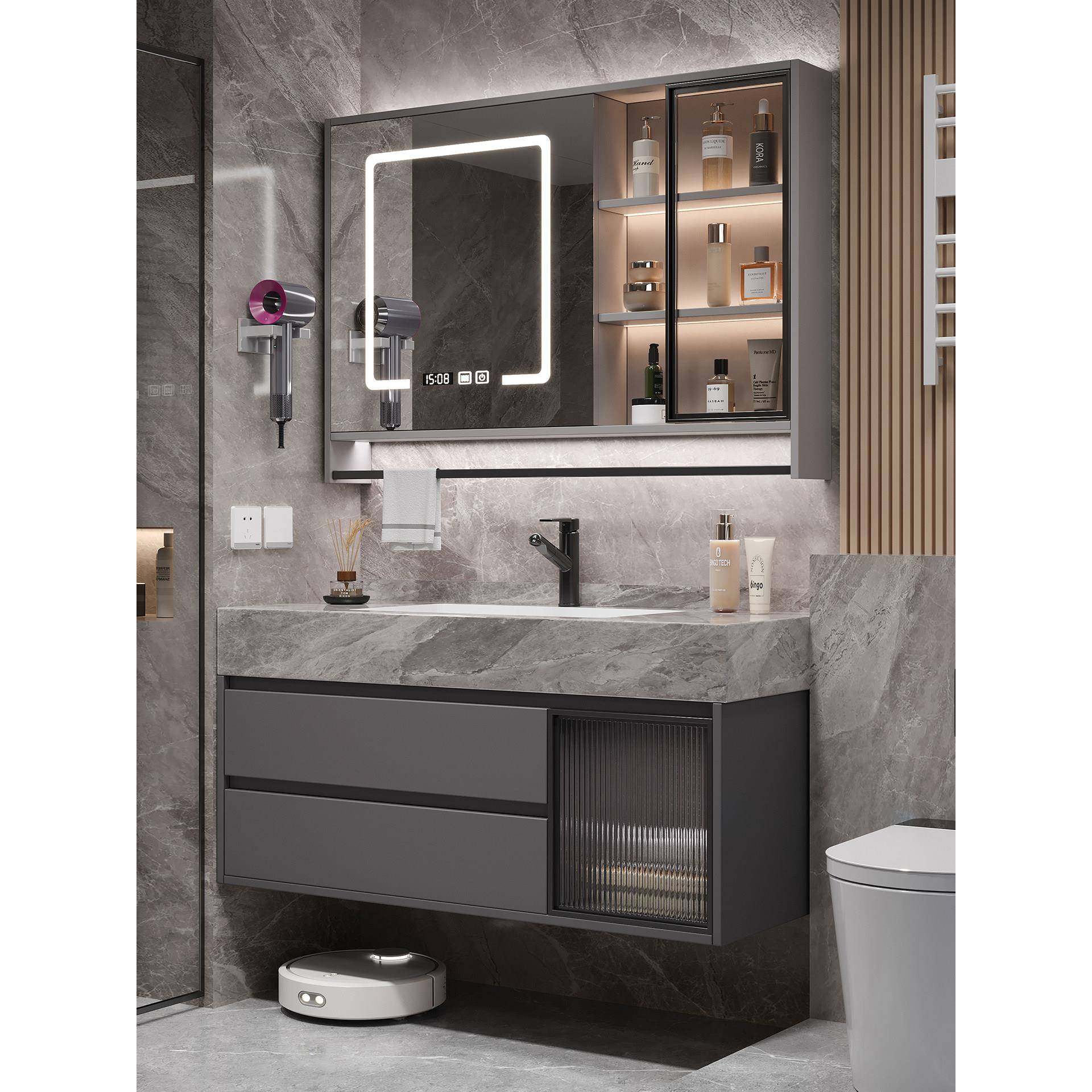 新款轻奢浴室柜组合岩板无缝陶瓷一体盆卫生间洗漱台洗手脸池盆柜,家装主材,浴室柜组合,淘宝优惠券,粉丝福利购,淘宝优惠卷