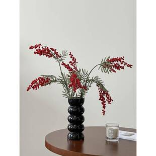 合欢花红色新年仿真花蝴蝶兰花束轻奢年宵假花装饰摆设摆件新中式