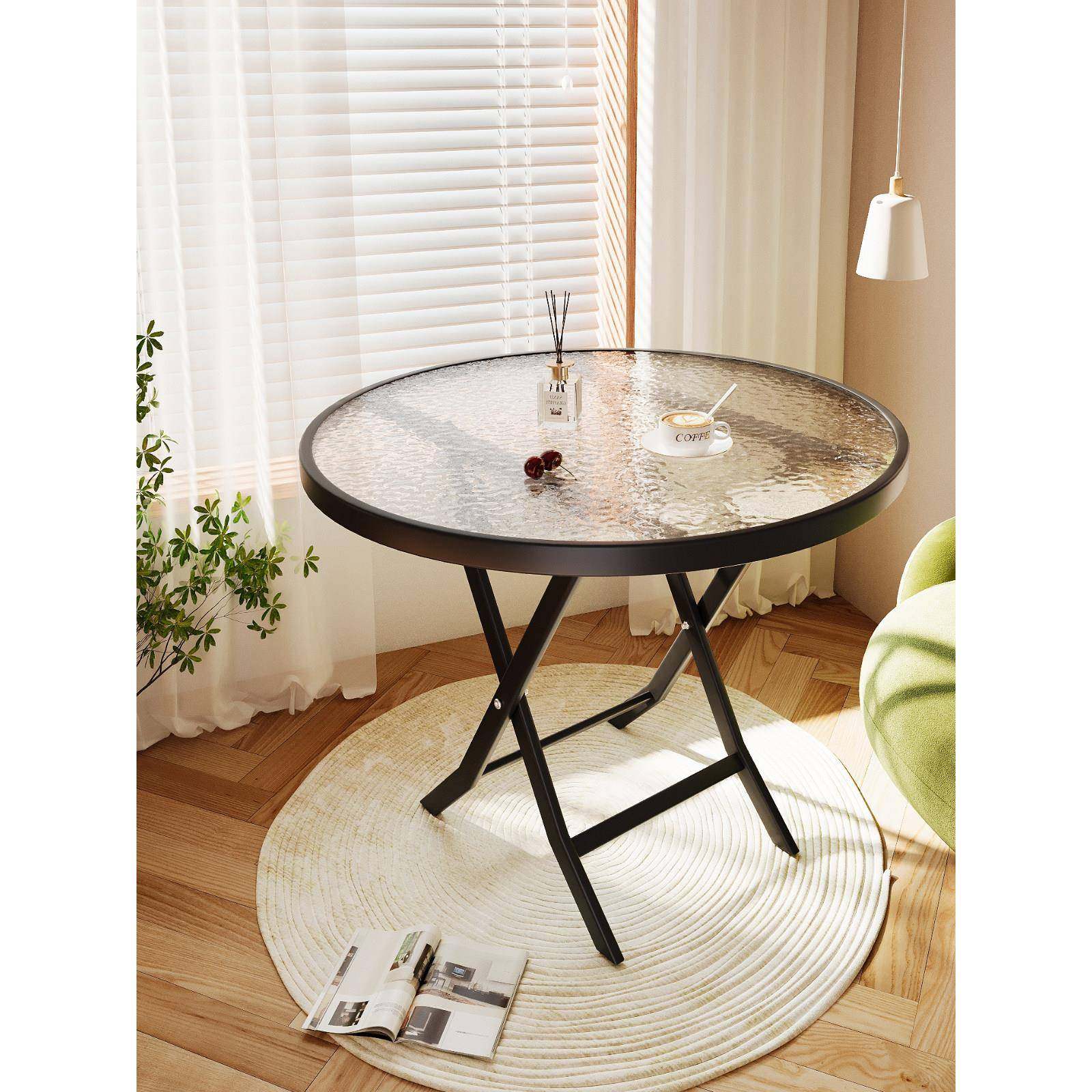 折叠桌家用小户型便携式简易小桌子阳台茶桌可折叠收纳圆桌水波纹,住宅家具,折叠桌,淘宝优惠券,粉丝福利购,淘宝优惠卷