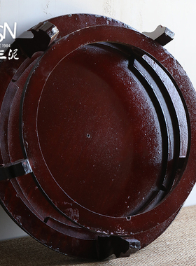 木头底座搭配水缸花盆装饰庭院客厅摆件放置民宿酒店摆件托盘鱼缸