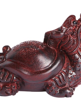 天然紫檀招财龙龟茶摆件将军龟手工木雕文玩手把件工艺品