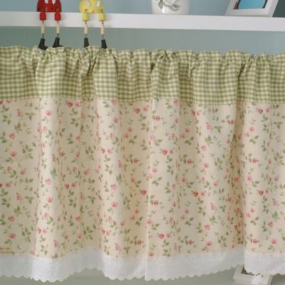 免打孔小窗帘韩式田园半截短帘村半帘门帘遮挡帘穿杆防尘布书柜帘
