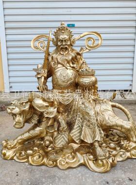 大型纯铜赵公明神像骑虎黑脸武财神爷铸铜赵公明家居工艺品摆件