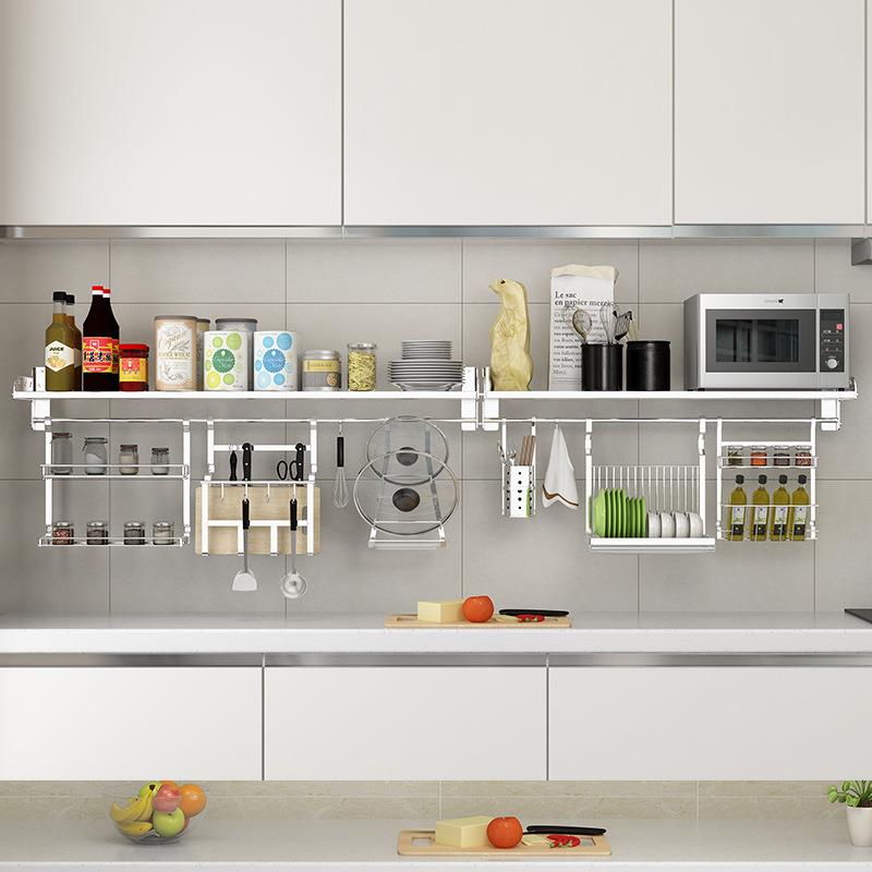 304不锈钢厨房多功能置物架锅盖碗碟调料置物架壁挂式筷子勺子笼M