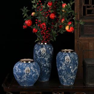 饰品 景德镇陶瓷器花瓶摆件客厅插花仿古青花瓷复古干花花瓶家居装