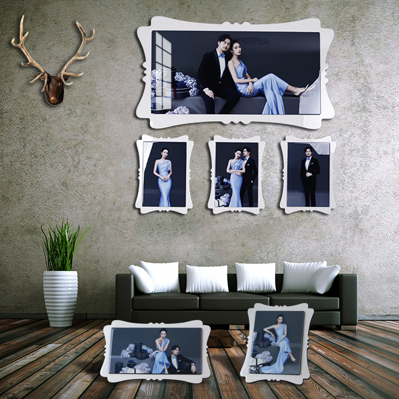 婚纱照放大挂墙制作洗照片做成水晶相框影楼烤瓷摆台定制双层晶瓷