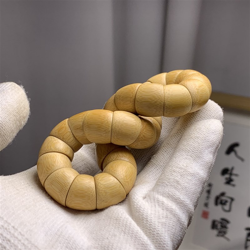 向暖老料实心玉竹原皮精品纯手工打磨制作竹雕猪大肠手串文玩高密