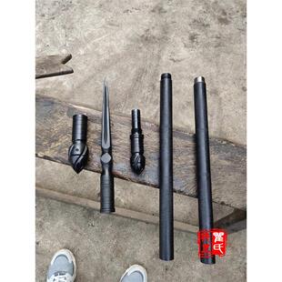 瞿氏铁匠 四面开槽枪头 矛头 枪头 长矛全钢一体手工锻打武术器械