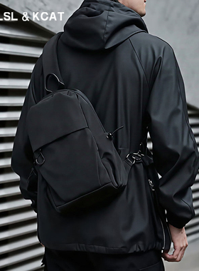 CAVLSLKCAT斜挎包男士胸包潮牌机能骑行小背包大容量单肩包运动包