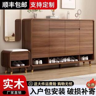 鞋柜家用门口外楼道大容量入户玄关柜坐凳新款木质收纳经济型鞋架