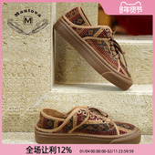 复古单鞋 女系带休闲显瘦羊皮鞋 百搭平底棕色低帮防滑文艺