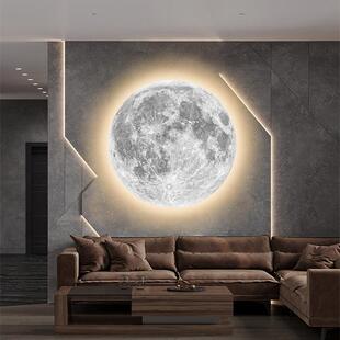 饰画高级感客厅餐厅挂画发光壁画 月球行星led灯画北欧入户玄关装