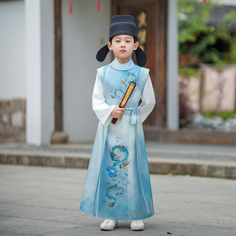 儿童汉服男童夏季薄款男孩古装演出服2024新款小少爷学生国学服装