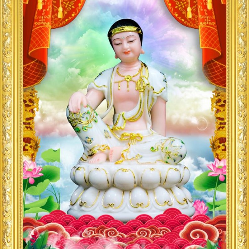 大小款歪脖老母佛像神像画像挂像卷轴挂画自粘贴画 可带实木相框