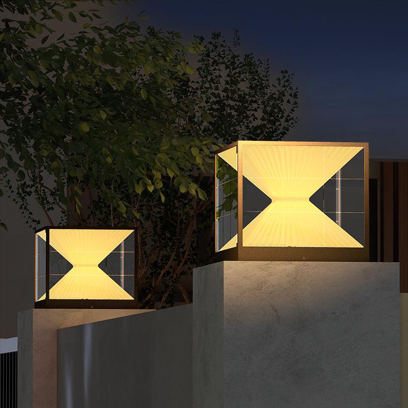 太阳能柱头灯户外庭院灯室外防水别墅大门柱子灯立柱灯围墙门头灯