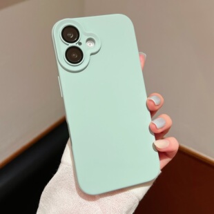 ins高级纯色仿液态壳适用苹果16promax手机壳iPhone15简约防摔14硅胶13纯色情侣15pro自带镜头膜16全包软壳