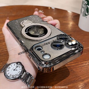 新品磁吸支架适用苹果17promax手机壳苹果16pro新款iphone17防摔保护套15/14pm透明闪粉超薄高级感13镜头膜12