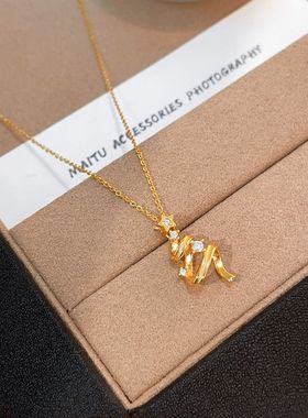 许愿星星圣诞树项链女S925纯银缎带简约精致锁骨链潮