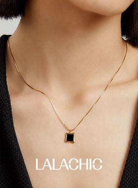 纯银项链天然黑玛瑙方糖女蛇骨链高级感秋小众锁骨链