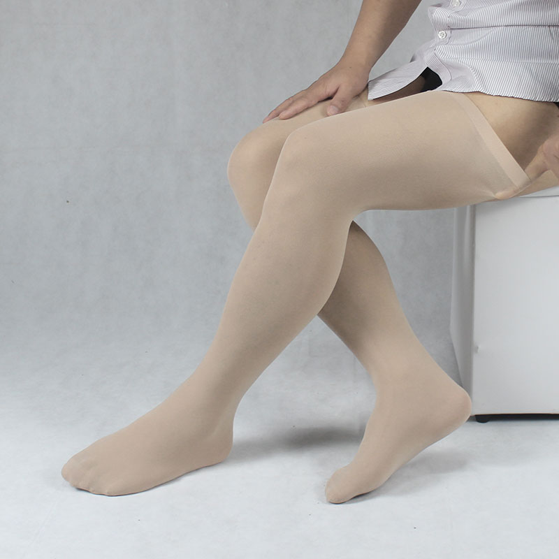 夏季薄款黑色过膝长筒丝袜肉色男士袜子白色红色天鹅绒彩色长袜潮