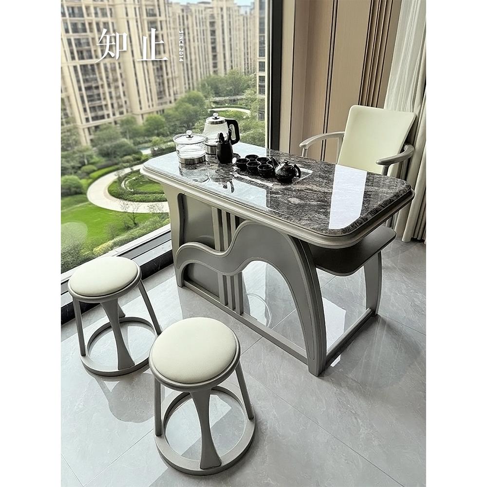 2005新款现代简约全实木茶台家用阳台小型轻奢高级感茶桌椅一体桌