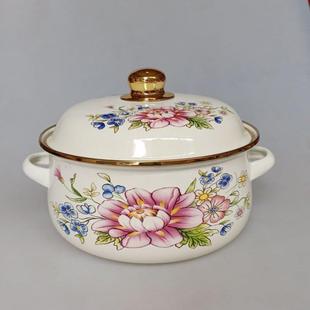 搪瓷猪油罐带盖家用耐高温老式荤油罐双耳大容量储油盆食品级装油